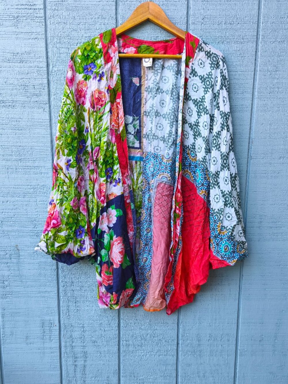 Anthro Akemi and Kin Modal Floral Patchwork Kimono Cardigan sz OS Artsy Boho